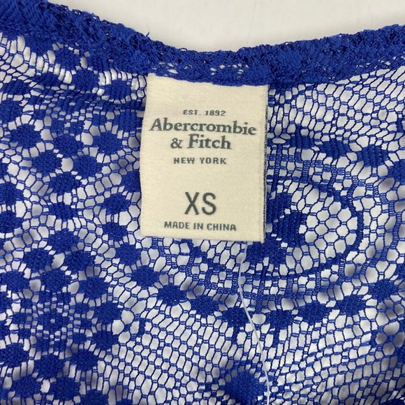 NWT Abercrombie & Fitch Royal Blue Lace 3/4 Sleeve Top Swim Cover Up Size XS NEW - Picture 4 of 9